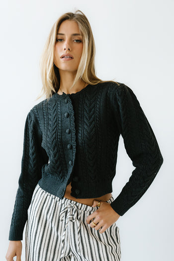 France Knit Cardigan in Charcoal - FINAL SALE