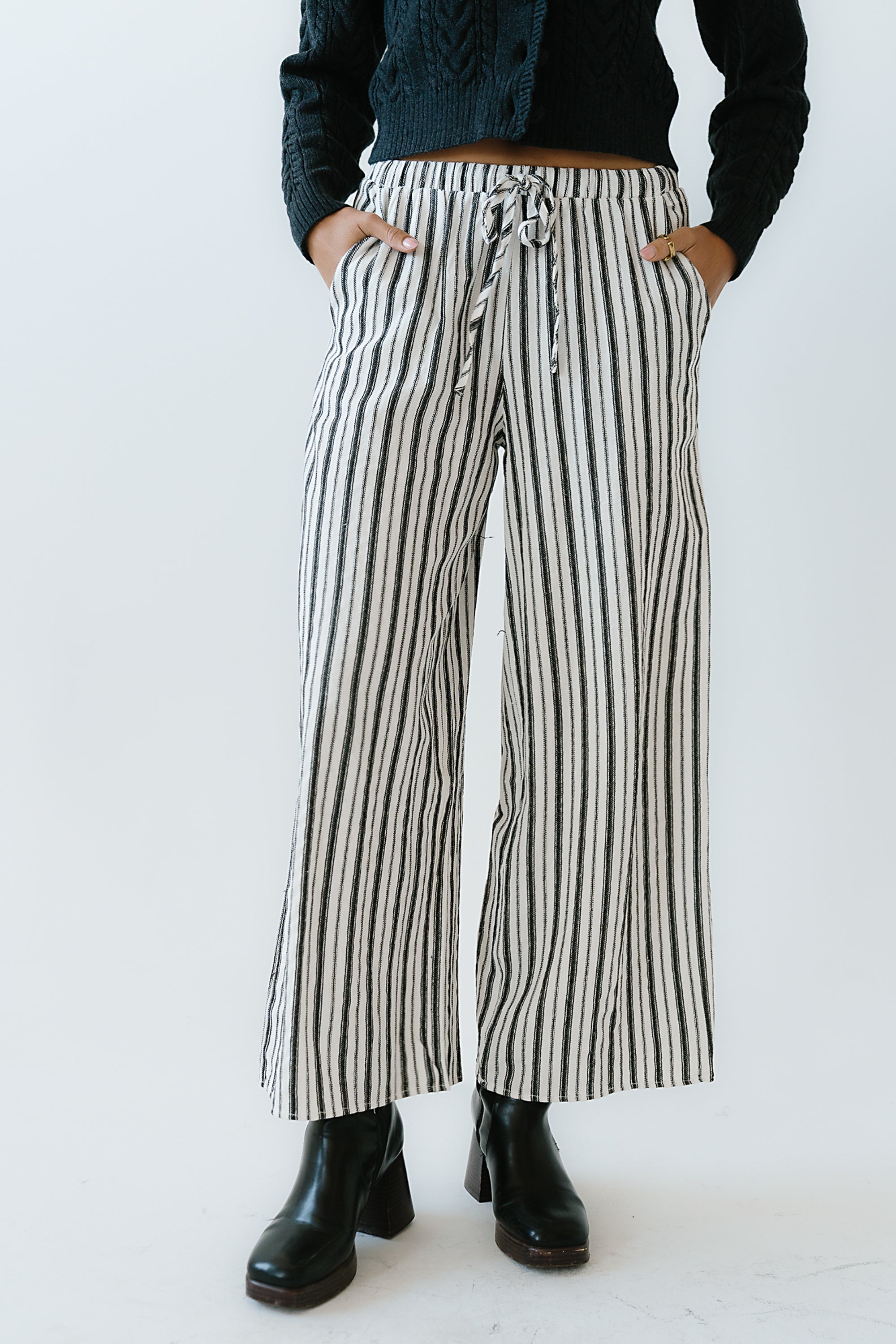 Lucy Striped Baggy Pants in Black - FINAL SALE