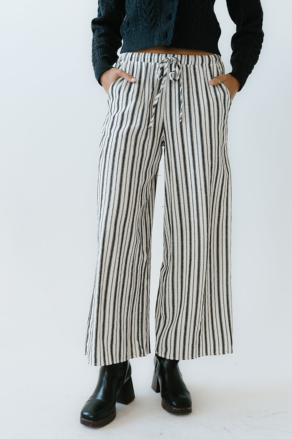 Lucy Striped Baggy Pants in Black