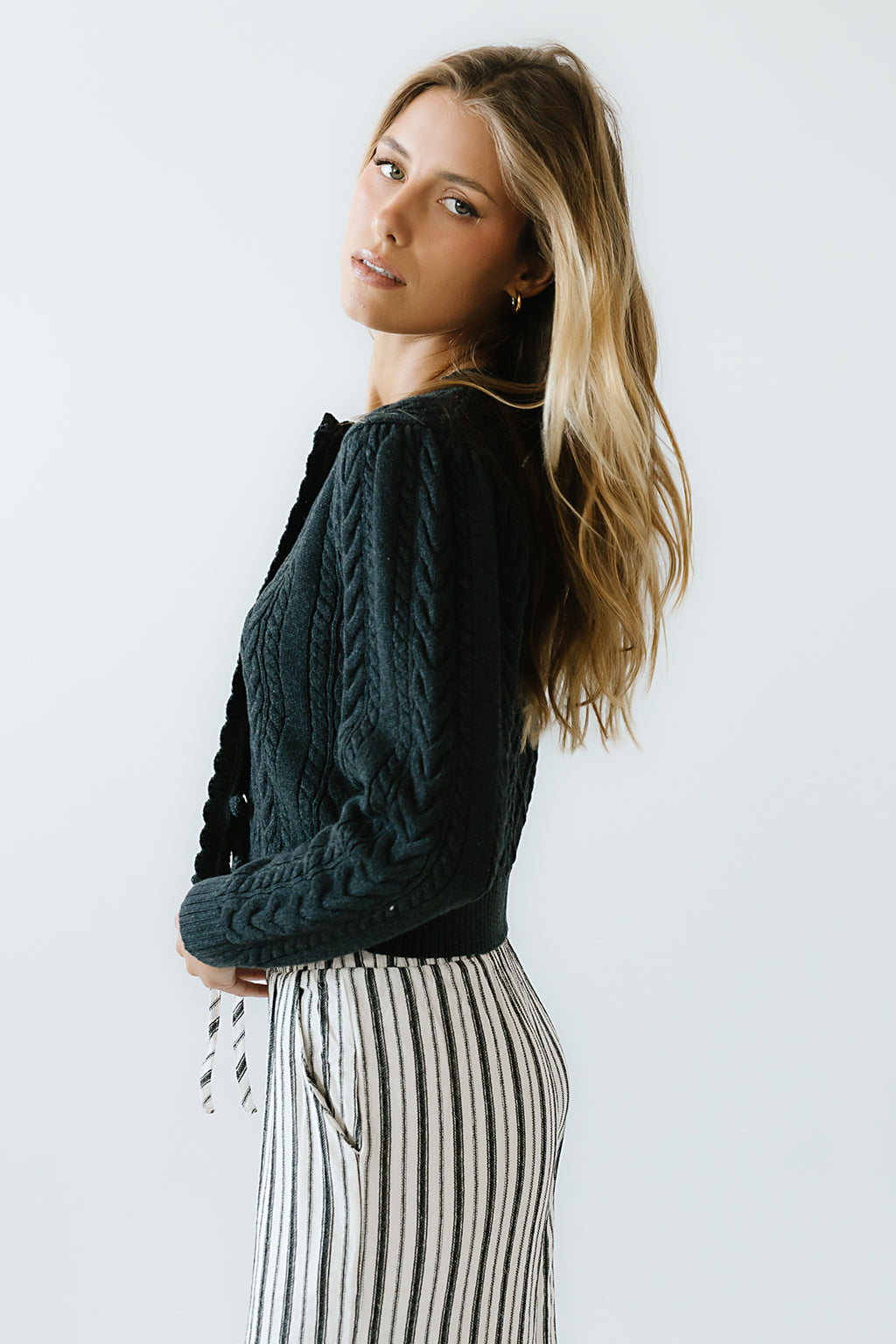 France Knit Cardigan in Charcoal - FINAL SALE