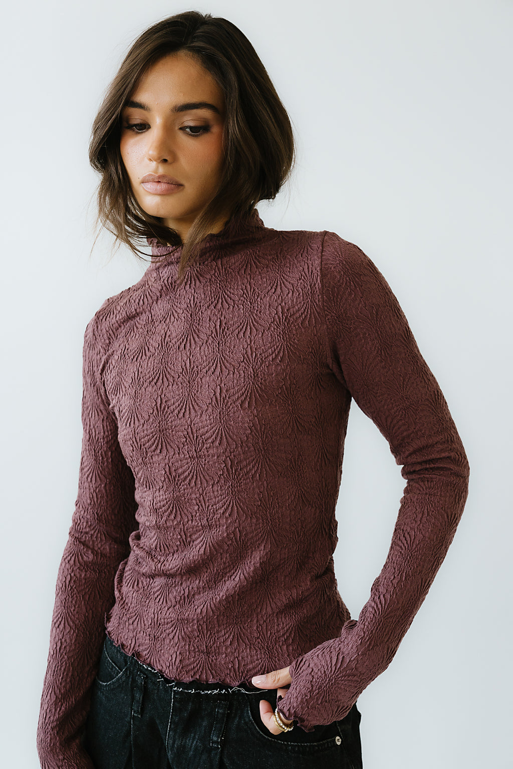 Benny Textured Top in Berry - FINAL SALE