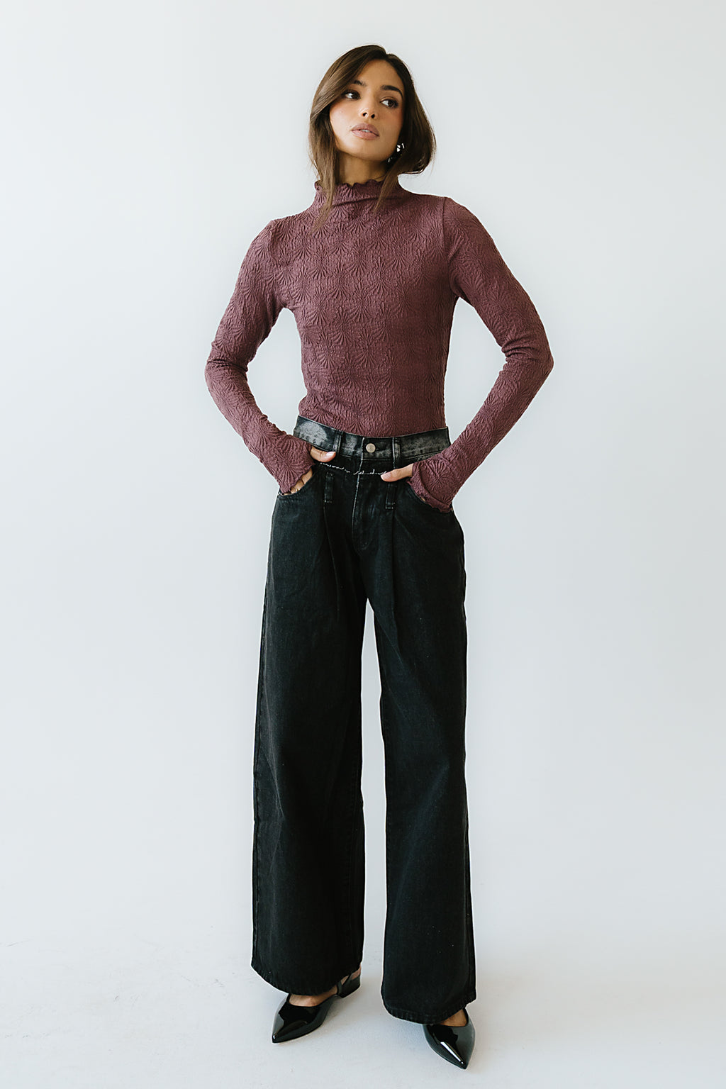 Benny Textured Top in Berry - FINAL SALE