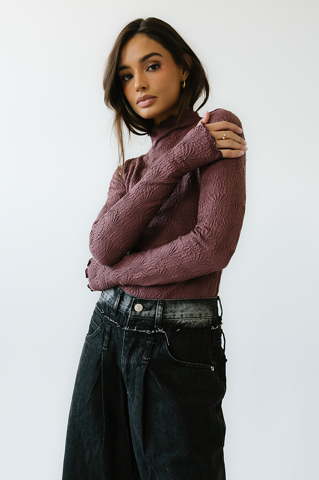 Benny Textured Top in Berry - FINAL SALE
