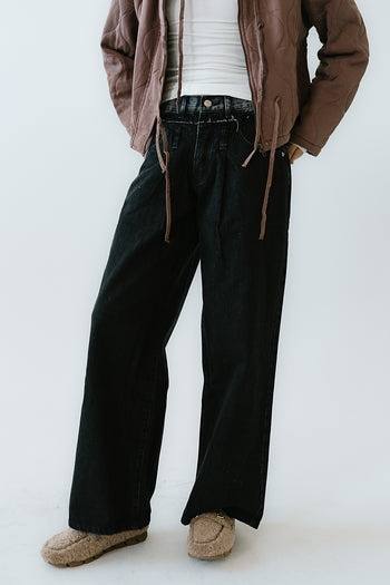 Arabella Wide Leg Jeans in Washed Black