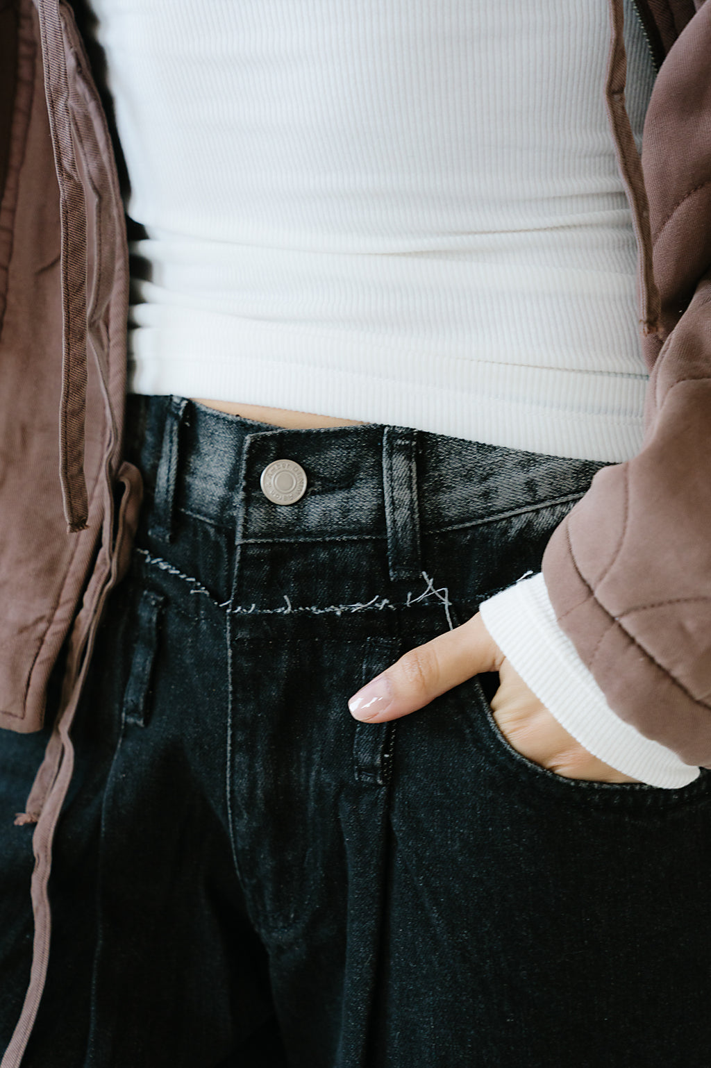 Arabella Wide Leg Jeans in Washed Black
