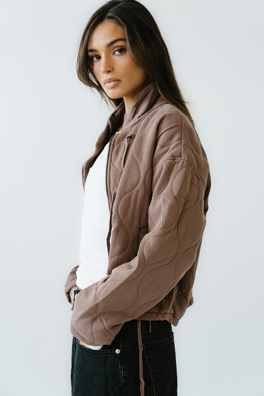 Quinn Quilted Jacket in Brown - FINAL SALE