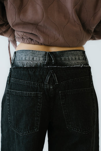 Arabella Wide Leg Jeans in Washed Black