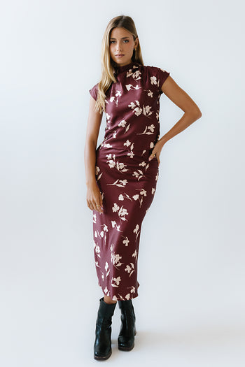 Carsyn Floral Top in Red-Brown