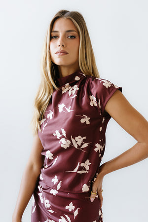 Carsyn Floral Top in Red-Brown - FINAL SALE