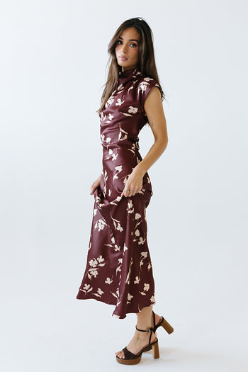 Carson Floral Maxi Dress in Red-Brown - FINAL SALE