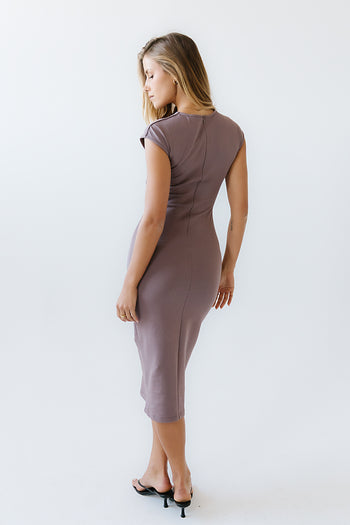 Ivy Fitted Midi Dress in Plum