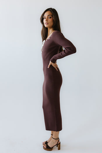 Janet Ribbed Maxi Dress in Brown - FINAL SALE