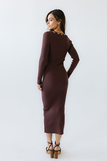 Janet Ribbed Maxi Dress in Brown - FINAL SALE