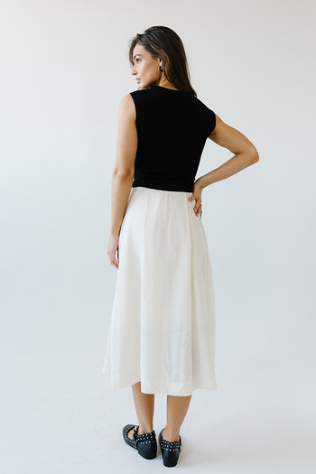 Tristan Mixed Media Midi Dress in Ivory