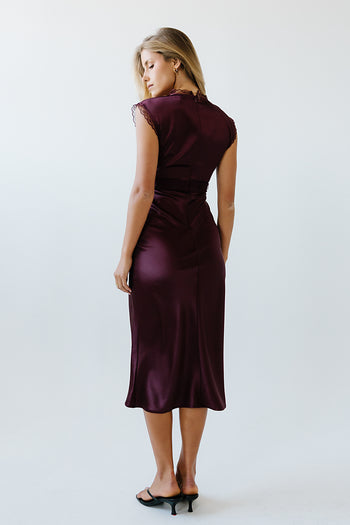 Riley Lace Trim Maxi Dress in Burgundy - FINAL SALE