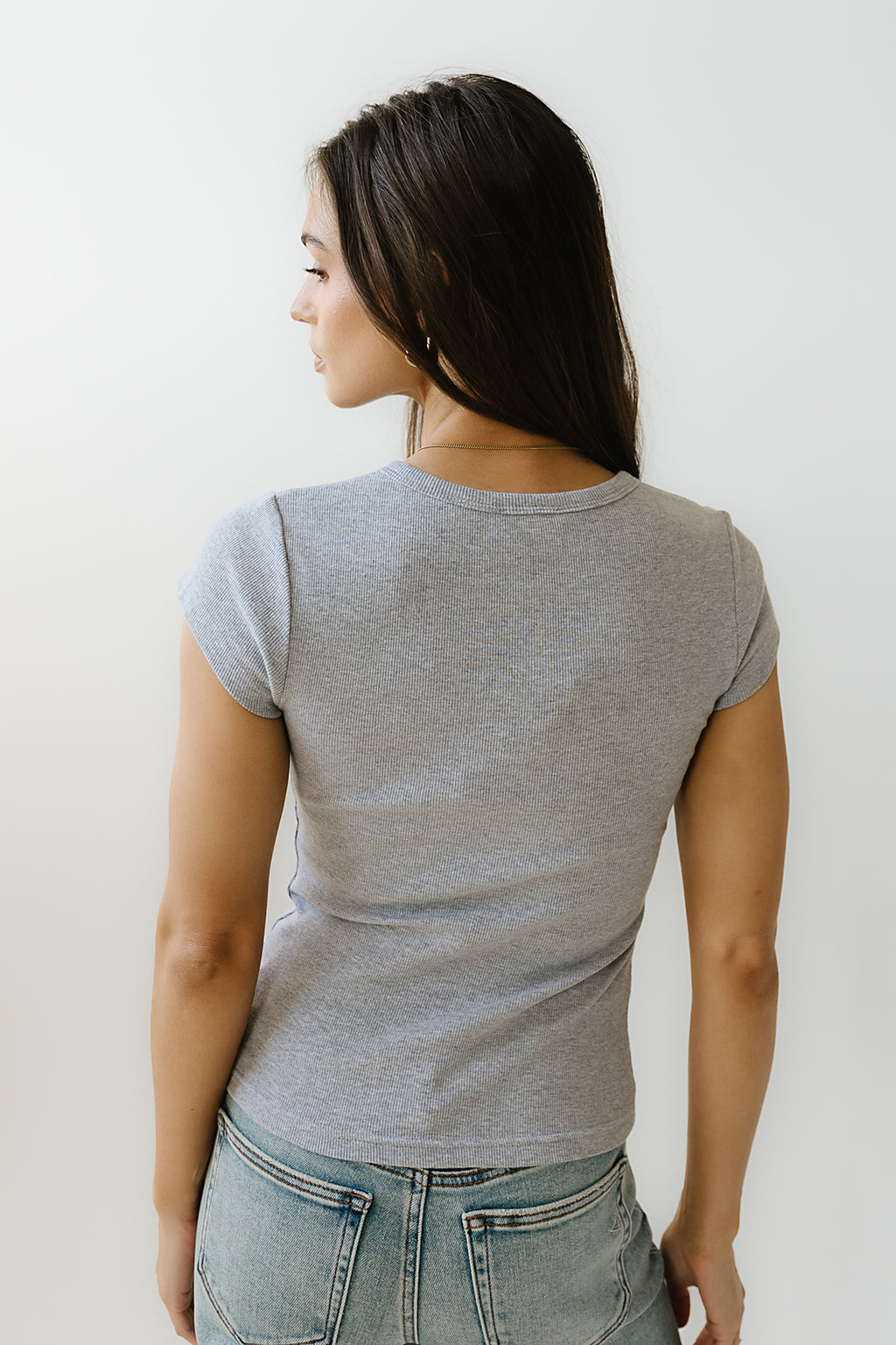 Vestia Button Up Tee in Grey