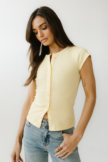 Vestia Button Up Tee in Yellow