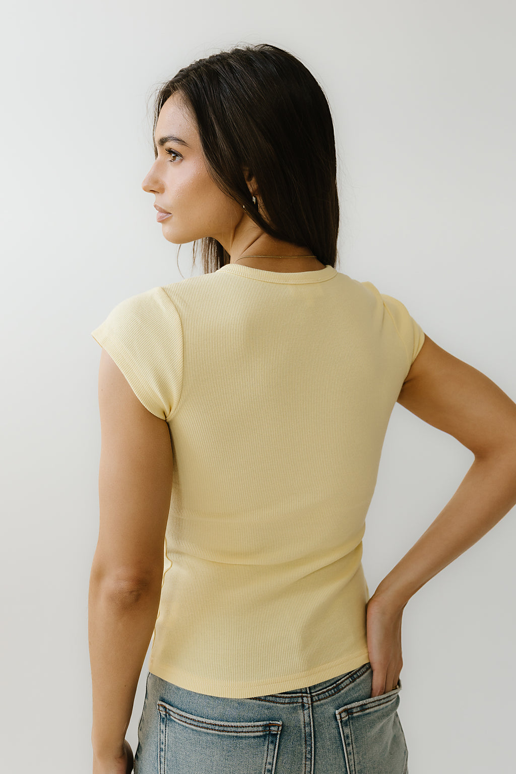 Vestia Button Up Tee in Yellow