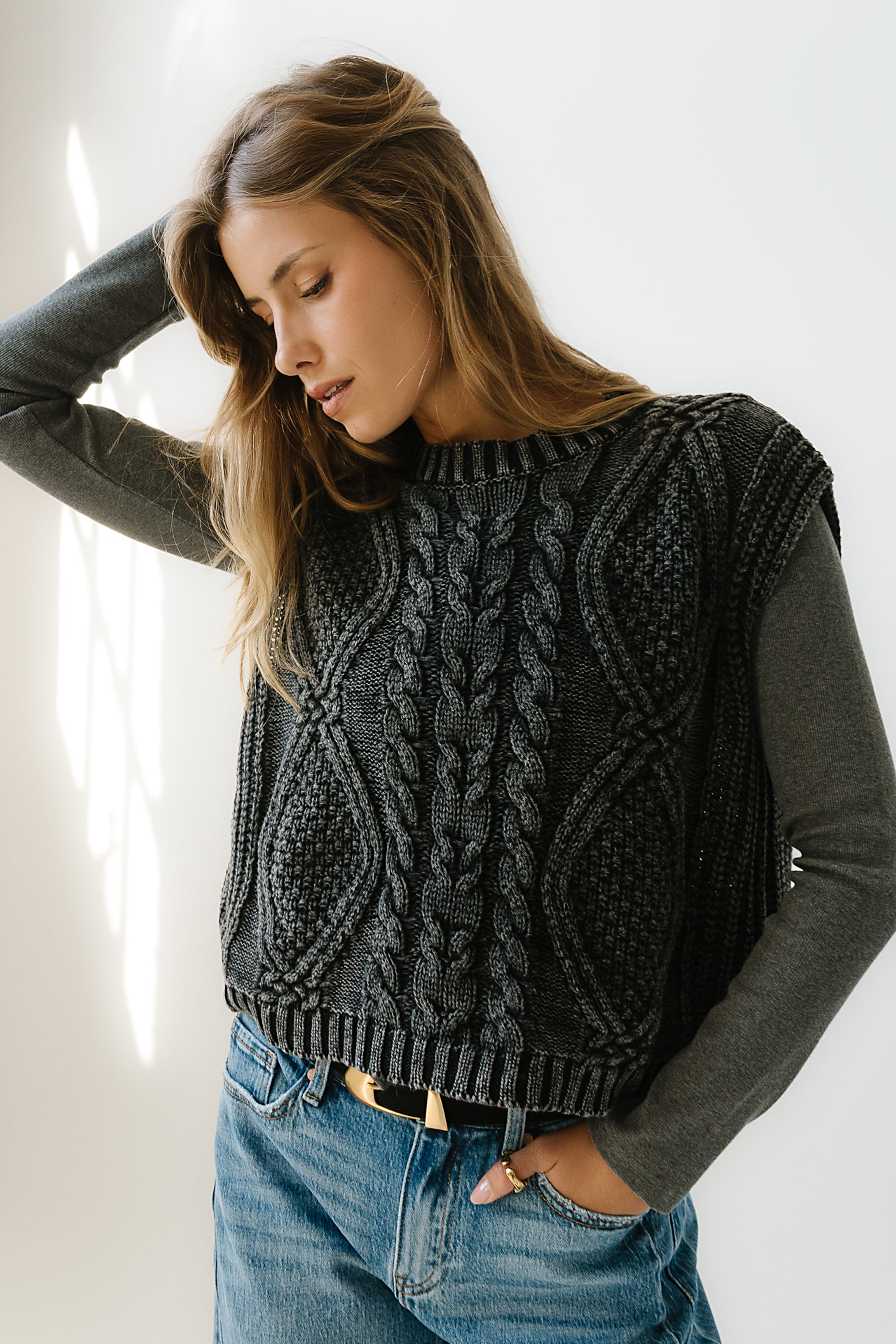 ＜6(ROKU)＞CABLE KNIT VEST/ベスト 6（ロク）の「＜6(ROKU)＞CHIDORI KNIT VEST/ベスト（ベスト）」 - WEAR