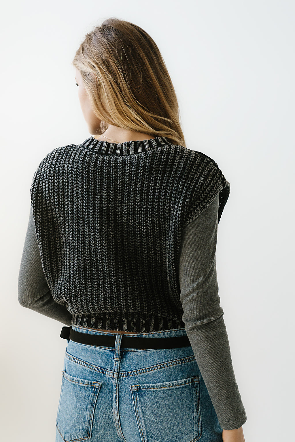 Rebecca Cable Knit Vest in Charcoal - FINAL SALE