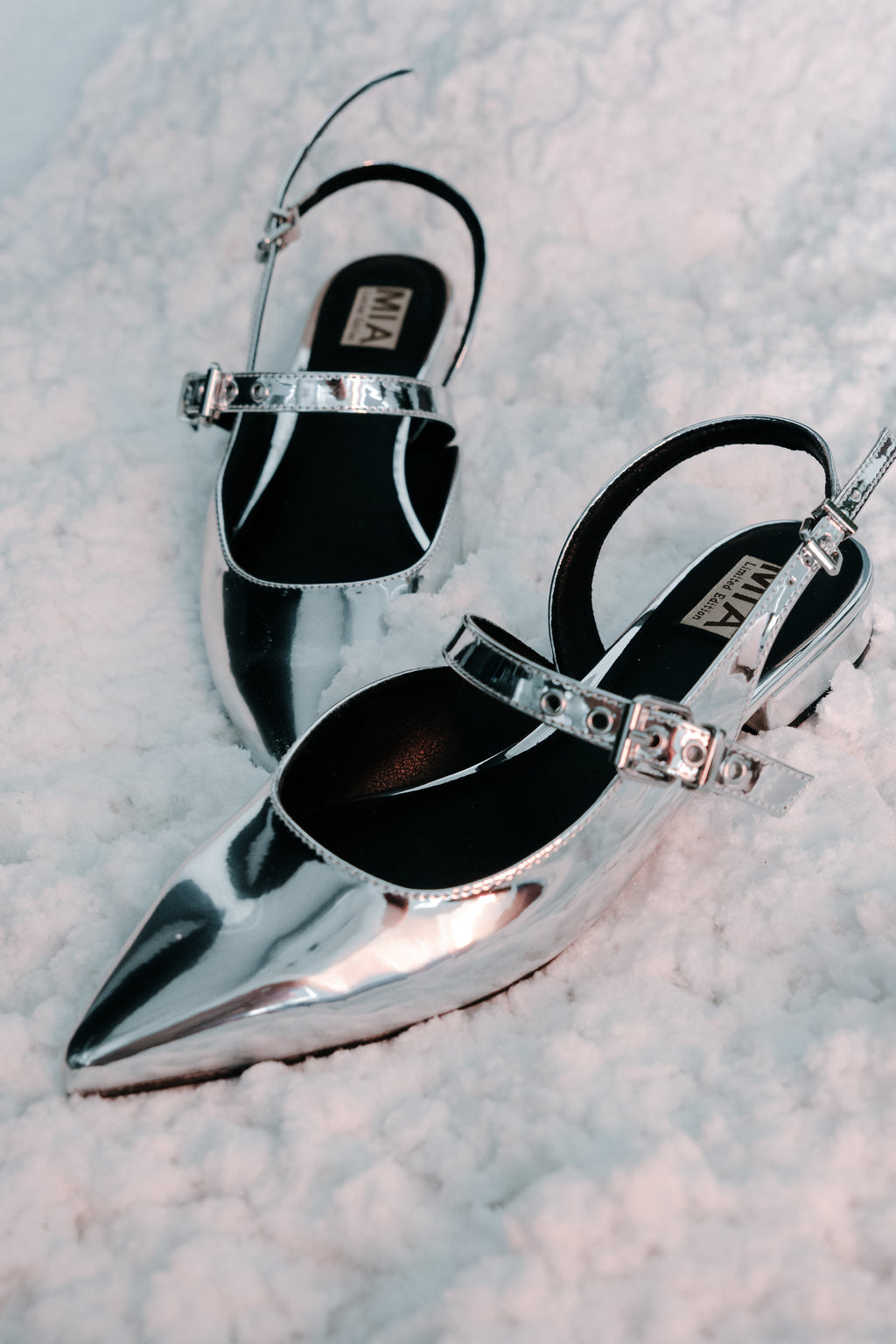 Aire Slingback Flats in Silver