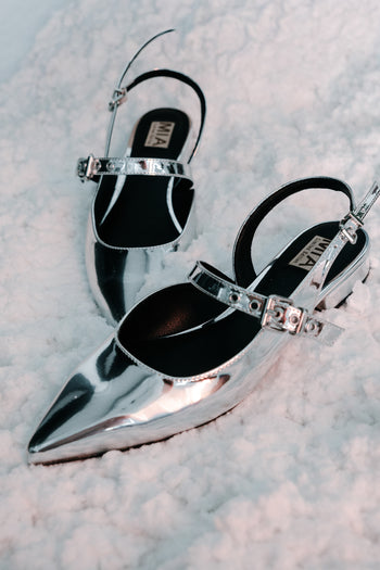 Aire Slingback Flats in Silver