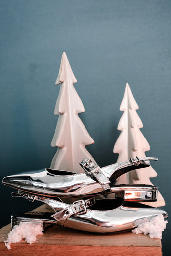 Aire Slingback Flats in Silver