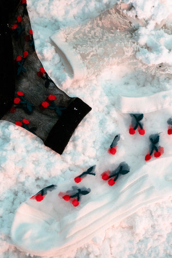 Sheer Cherry Socks in Black