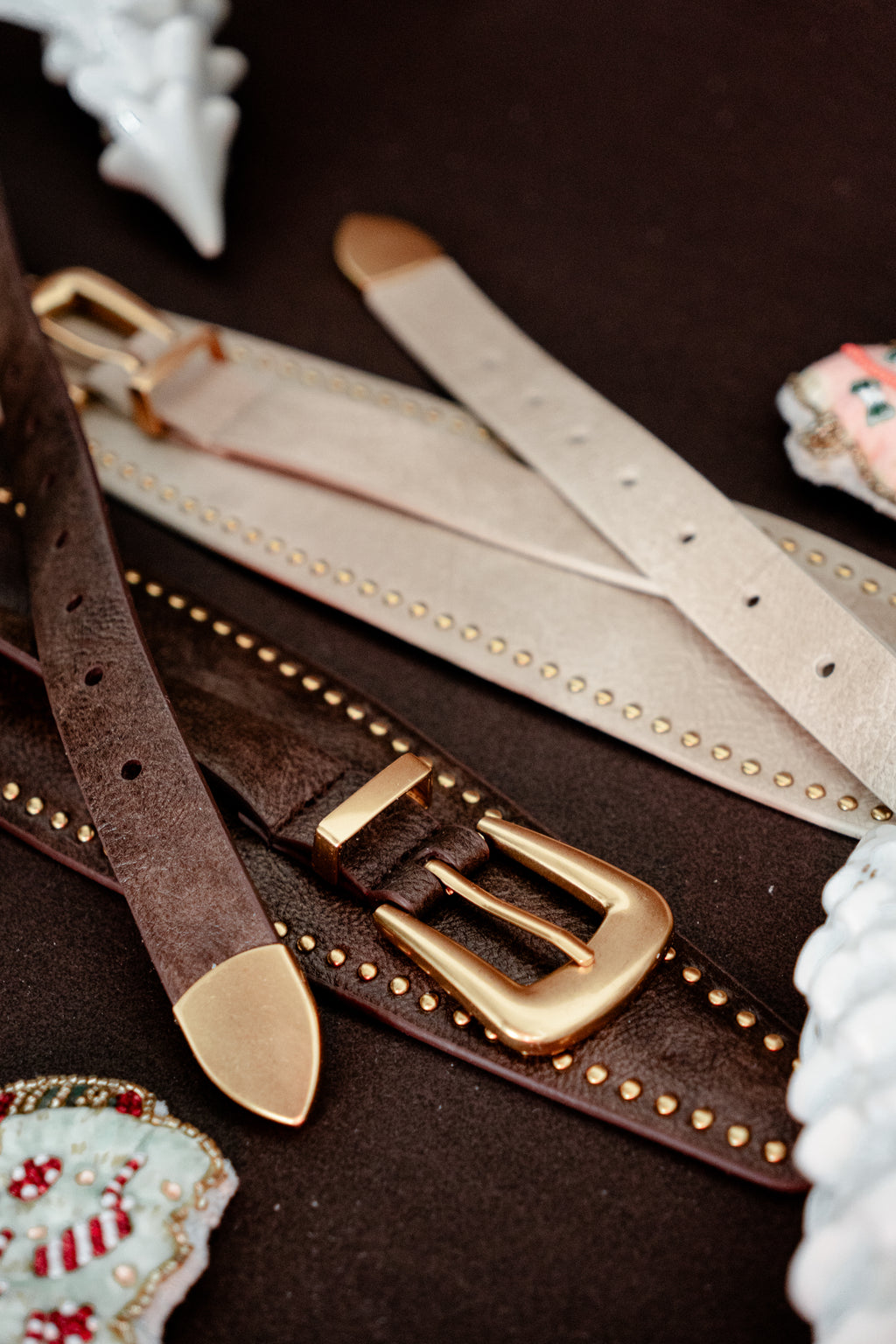 Jaylen Leather Sash Belt in Bone