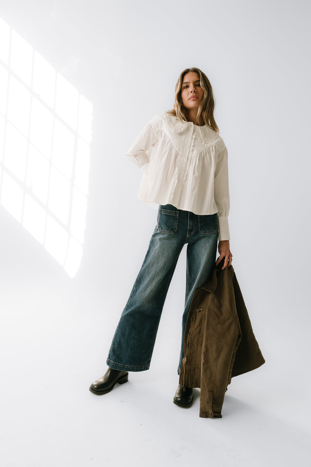 Amelia Collared Blouse in White