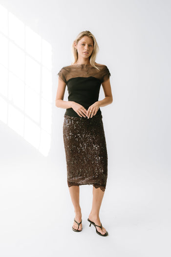 Tracy Mixed Media Top in Black - FINAL SALE