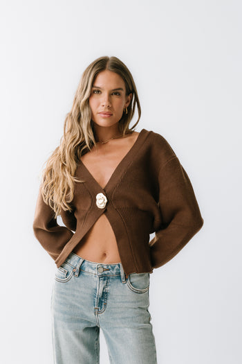 Minnie Knit Cardigan in Brown