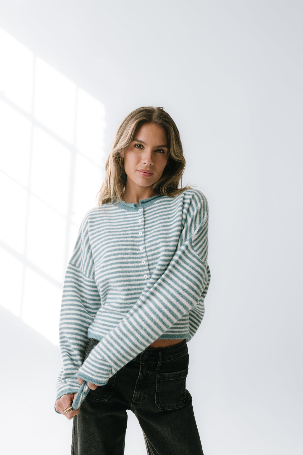 Miriam Striped Cardigan in Blue