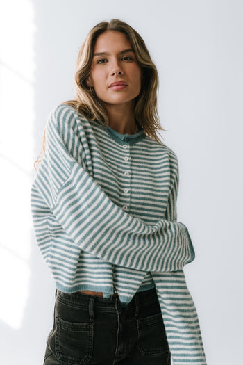 Miriam Striped Cardigan in Blue