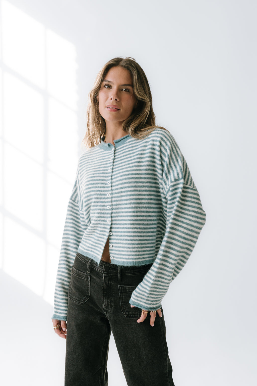 Miriam Striped Cardigan in Blue