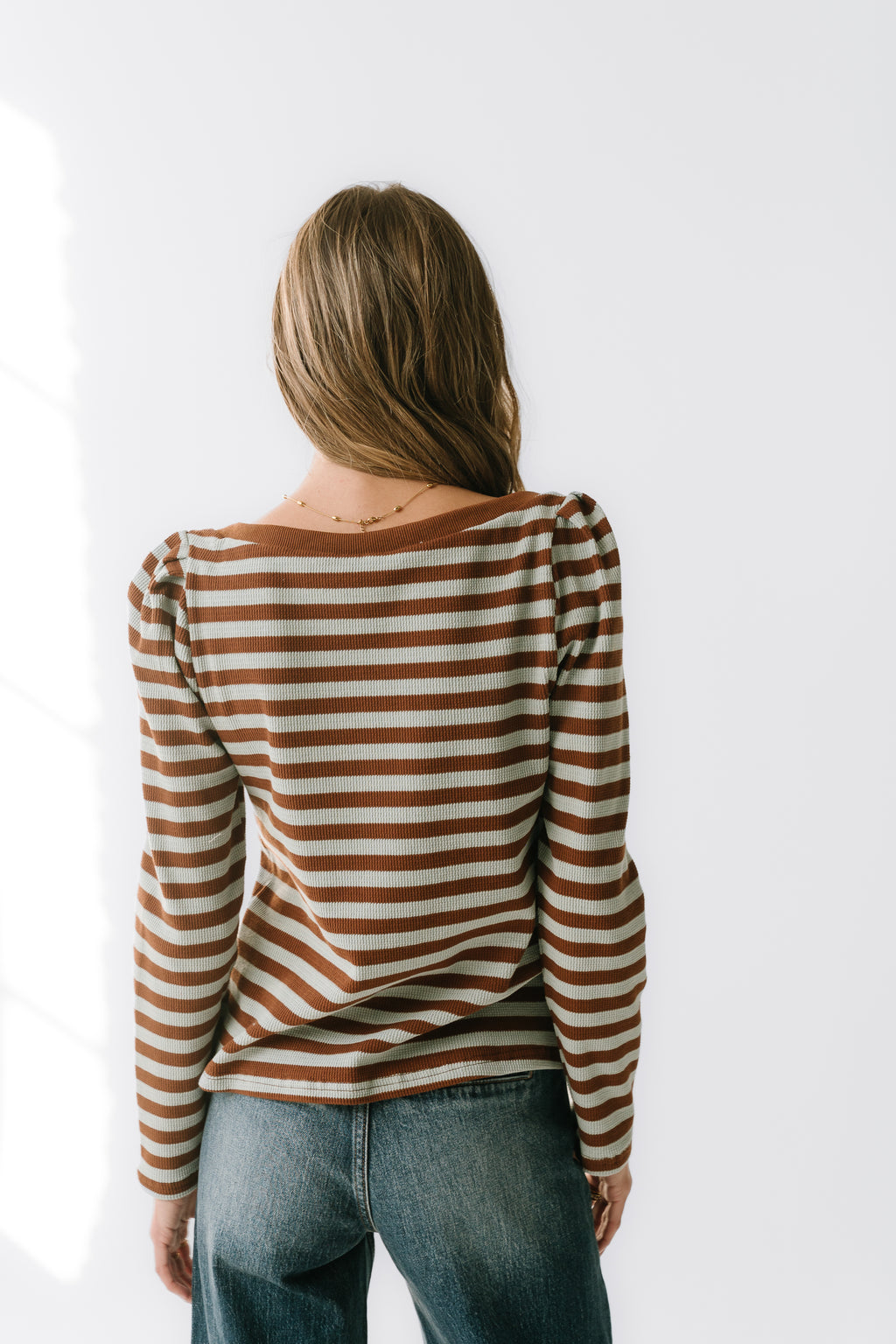 Kathy Waffle Knit Top in Brown - FINAL SALE