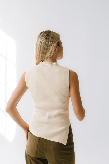 Bella Asymmetrical Knit Top in Ivory