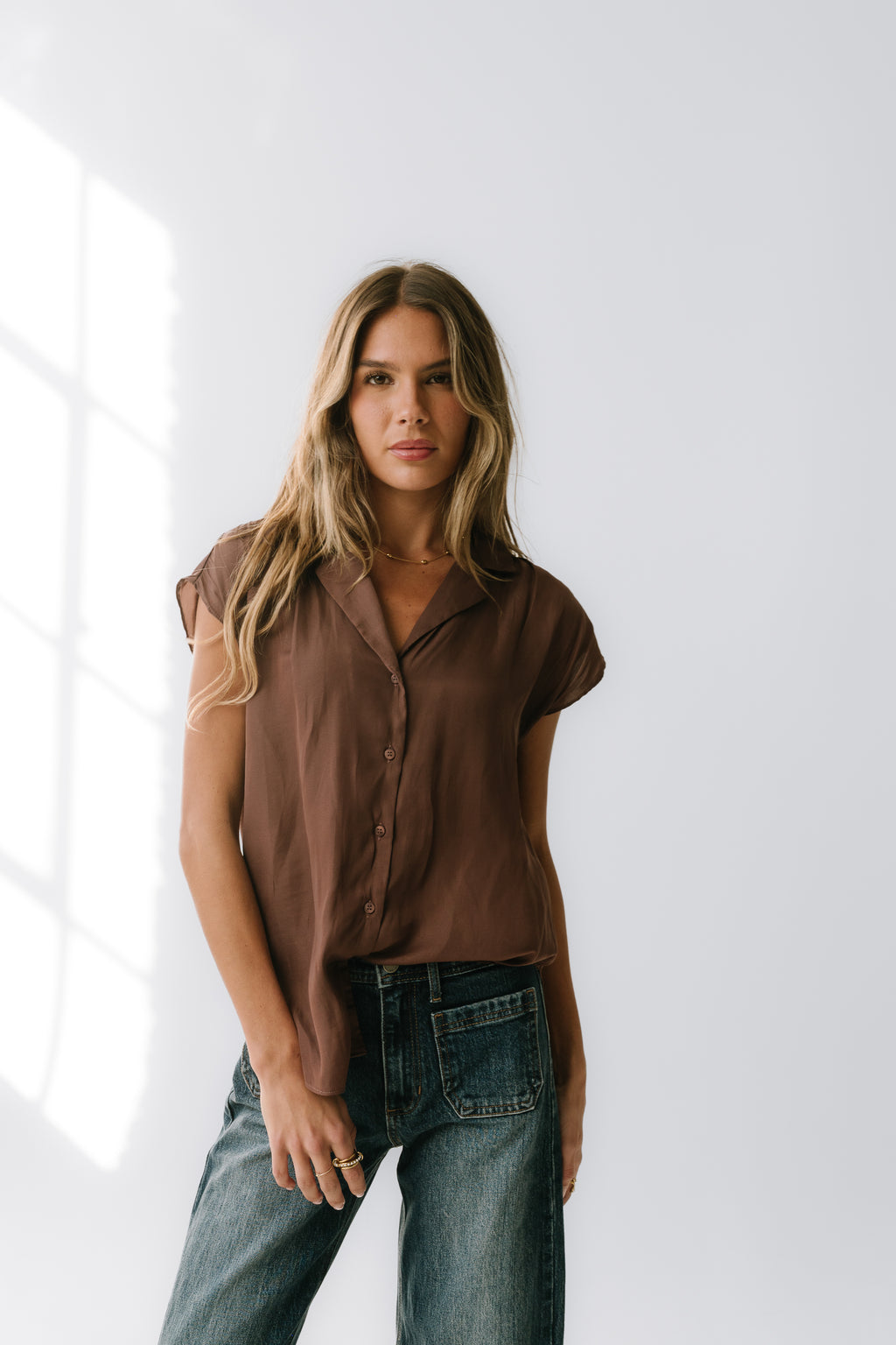 Poppy Collared Blouse in Red-Brown - FINAL SALE