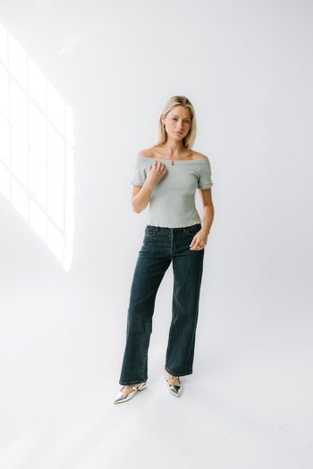 Hannah Lettuce Edge Top in Blue