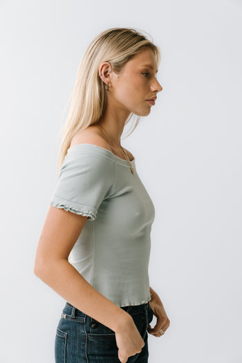 Hannah Lettuce Edge Top in Blue