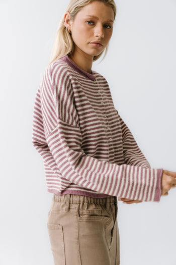 Miriam Striped Cardigan in Purple