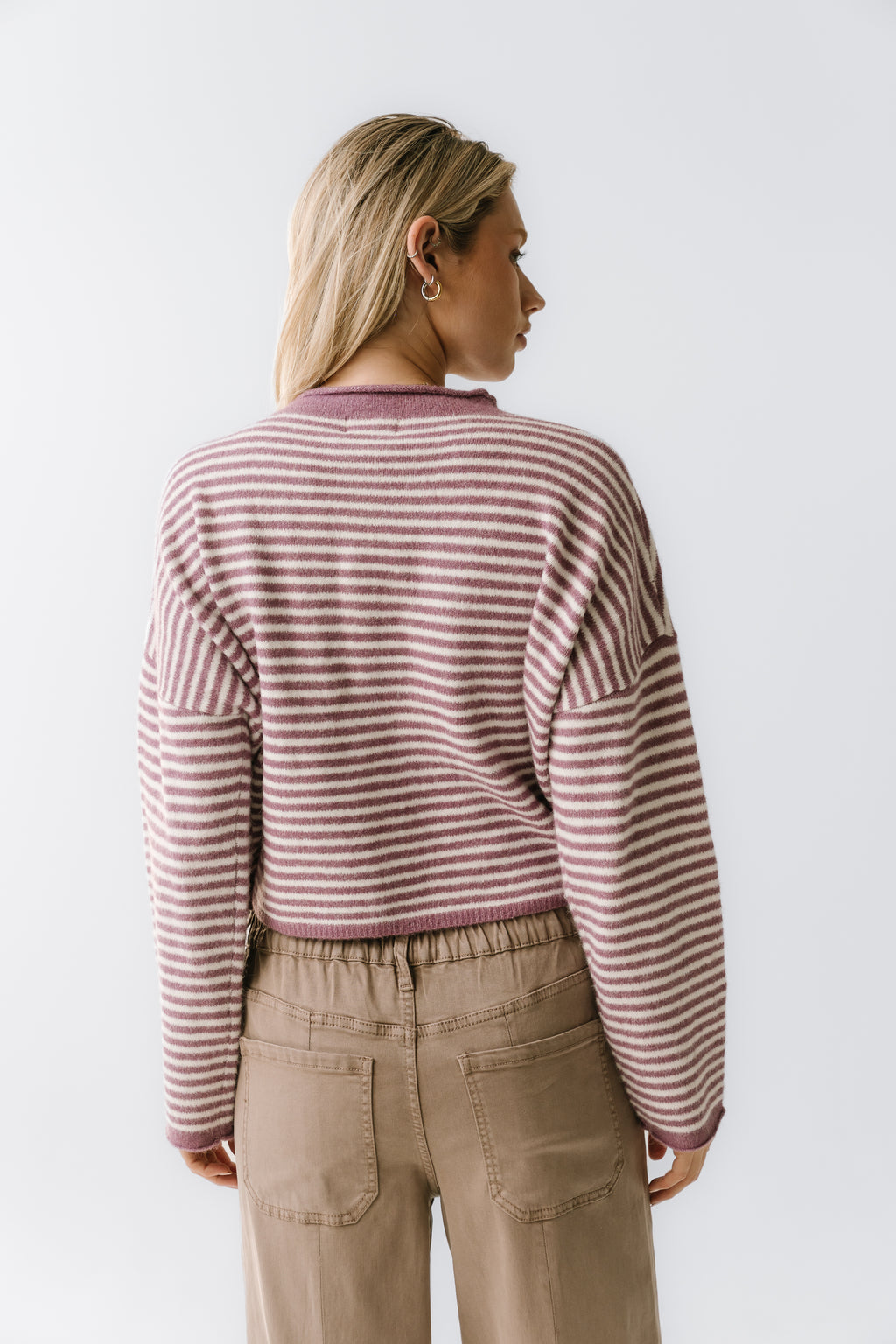 Miriam Striped Cardigan in Purple