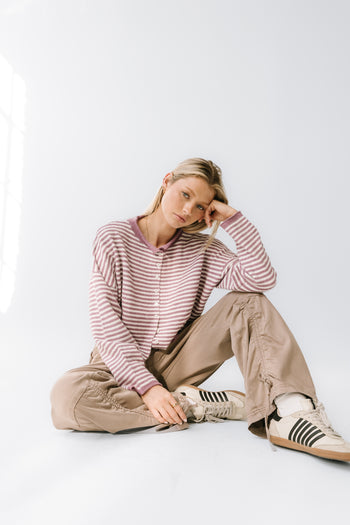Miriam Striped Cardigan in Purple