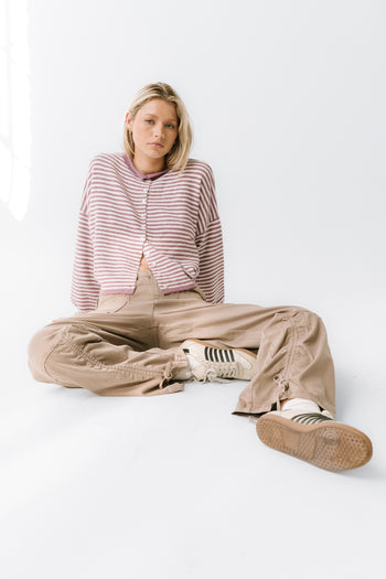 Miriam Striped Cardigan in Purple
