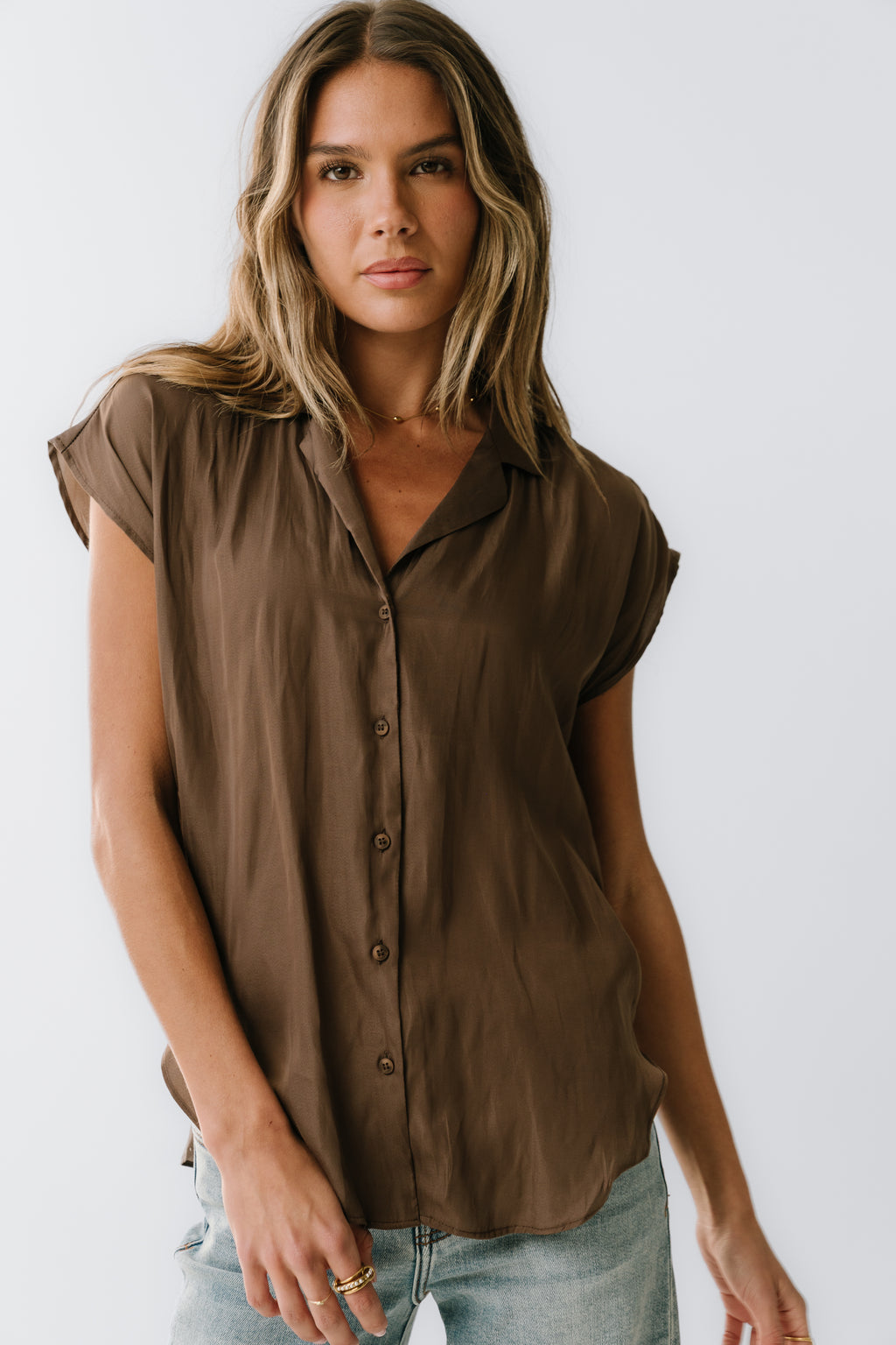 Poppy Collared Blouse in Brown - FINAL SALE