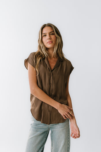 Poppy Collared Blouse in Brown - FINAL SALE