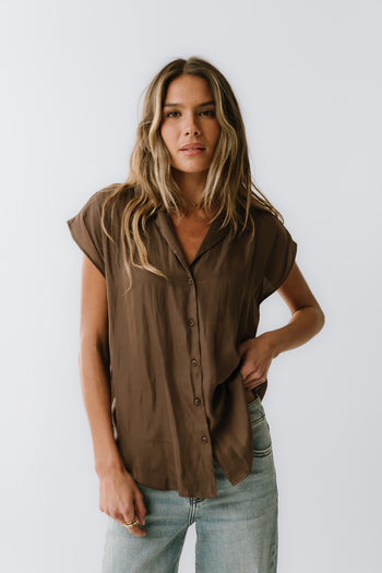 Poppy Collared Blouse in Brown - FINAL SALE