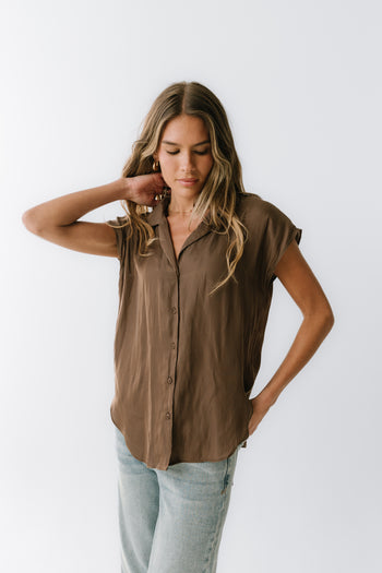 Poppy Collared Blouse in Brown - FINAL SALE