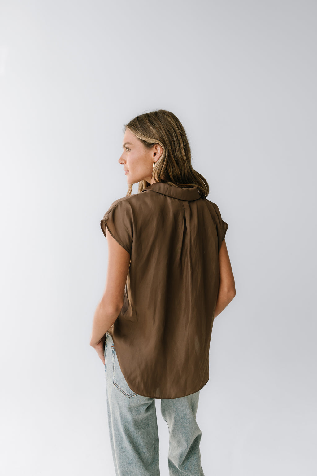 Poppy Collared Blouse in Brown - FINAL SALE