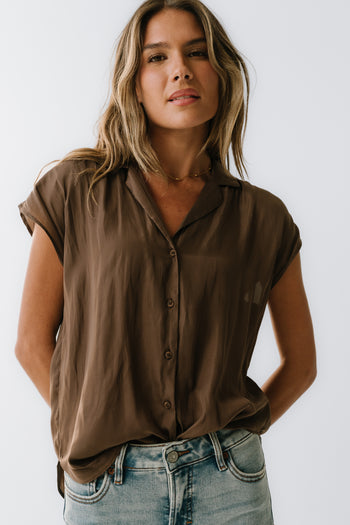 Poppy Collared Blouse in Brown - FINAL SALE